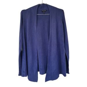 Eileen Fisher Open Front Cardigan Womens Size S Purple Silk Cotton Long Sleeve